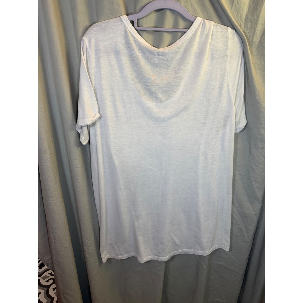 Faded Glory Womens White Scoop Neck Pocket Tee Shirt XXL 20 Rayon Blend Slub - Picture 3 of 6